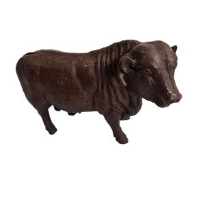 Red Mill Angus Bull Figurine Statue Antique  Farm Vtg Pecan Shell Resin 1960
